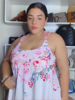Plus Size & Curve Ombre Color Floral Print Crisscross Modest Tankini Swimsuit