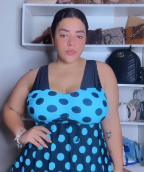 Plus Size & Curve Cinched Polka Dot Crisscross Tankini Swimsuit